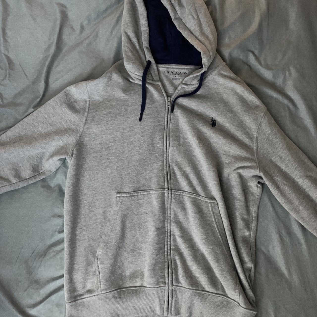 Grey Polo Zip up Great condition Size L fits like M - Depop