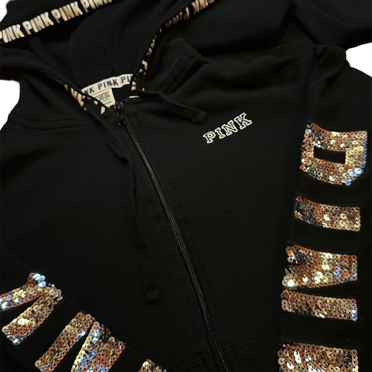 Y2k Black Victorias Secret Pink Sequin Zip Up Depop