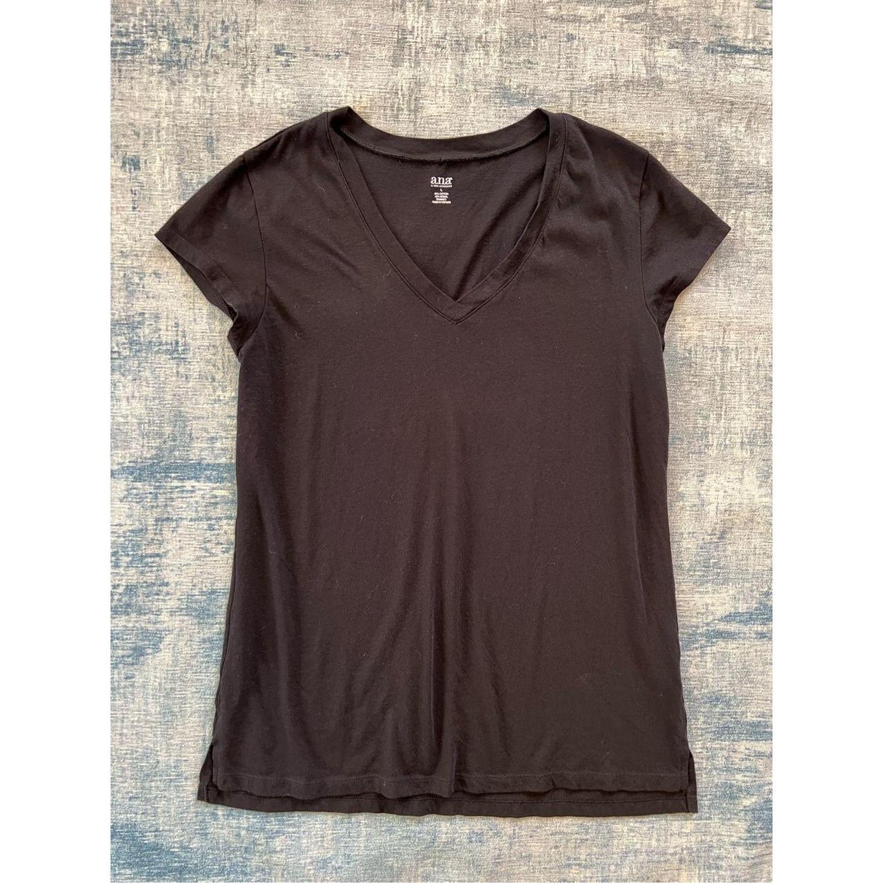 Ana A New Approach Black Short Sleeve V Neck Tee...