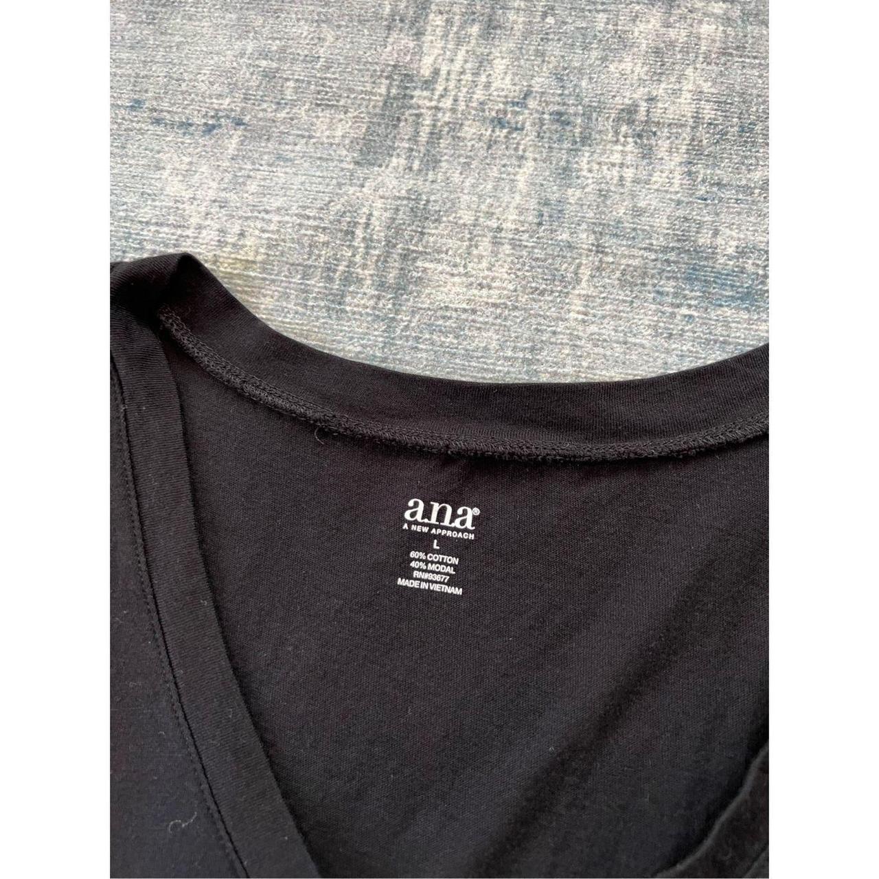 Ana A New Approach Black Short Sleeve V Neck Tee... - Depop