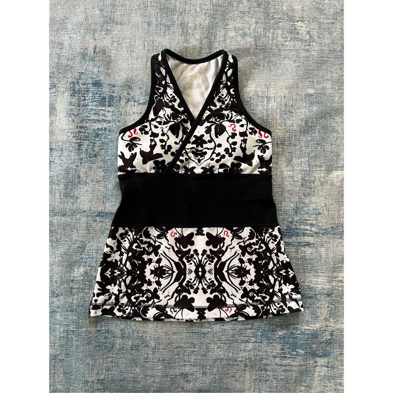 Lululemon Black White Floral Bird Print Origami Deep