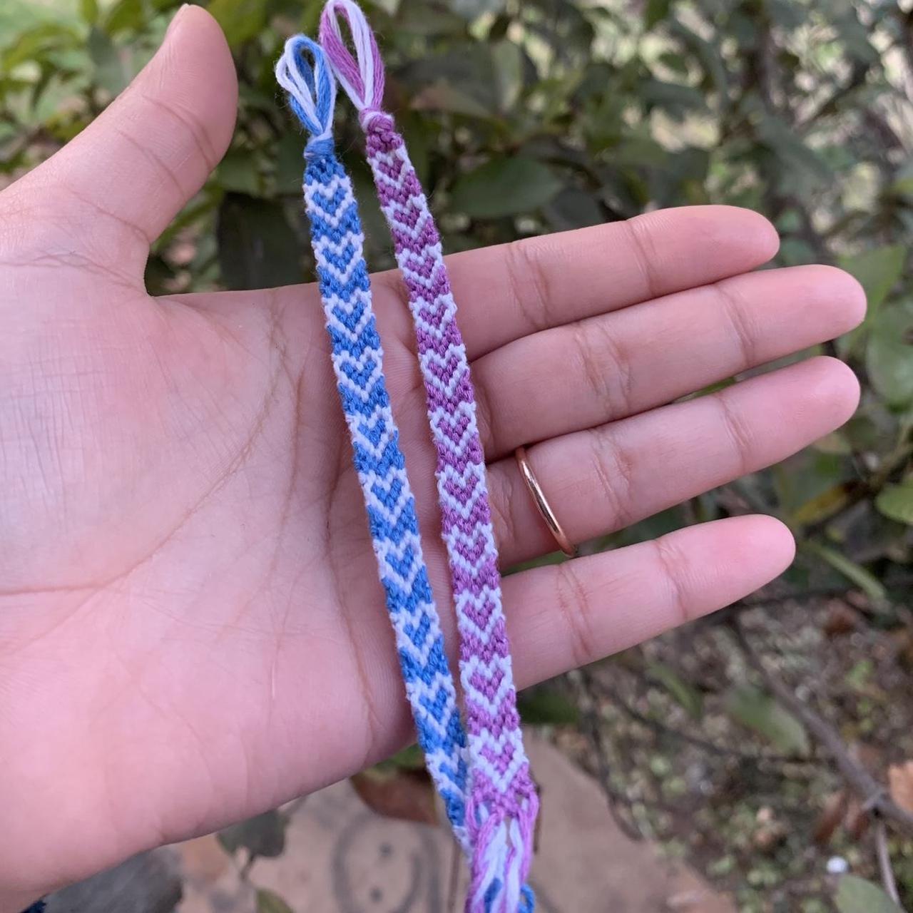 Heart threaded bracelet set 💜💙 Free shipping... - Depop