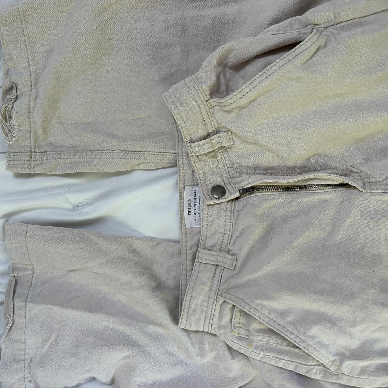 beige cream cargo pants size 0 womens kids waist... - Depop