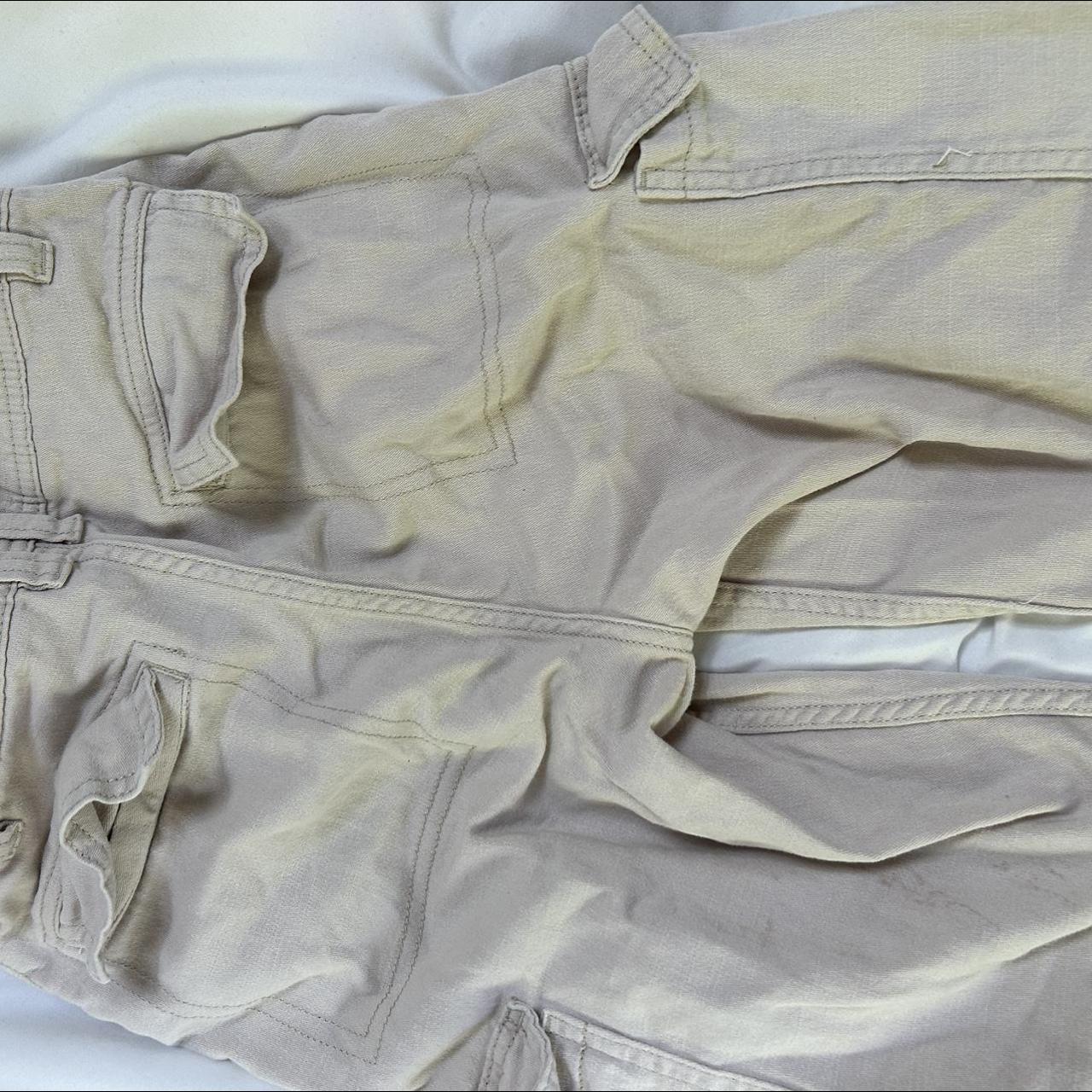 beige cream cargo pants size 0 womens kids waist... - Depop