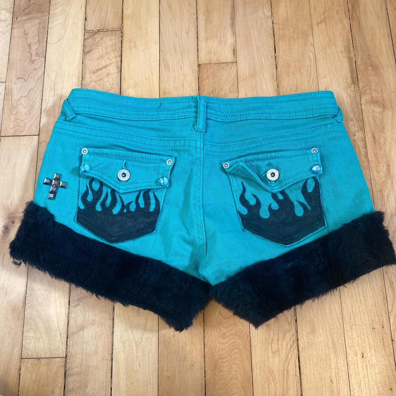 Y2K Mcbling Faux Fur Shorts Bongo Size 7 Handmade Depop