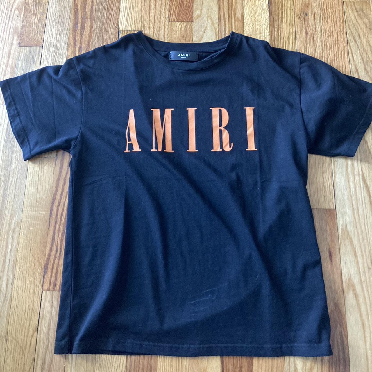 Amiri Men's Black and Orange Tshirt Depop