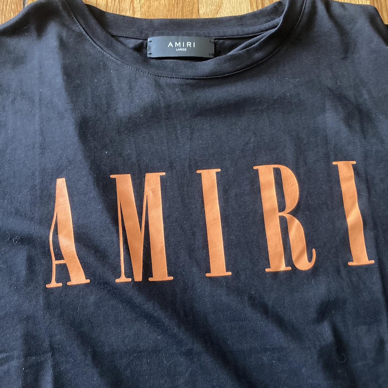 Amiri Men's Black and Orange Tshirt Depop