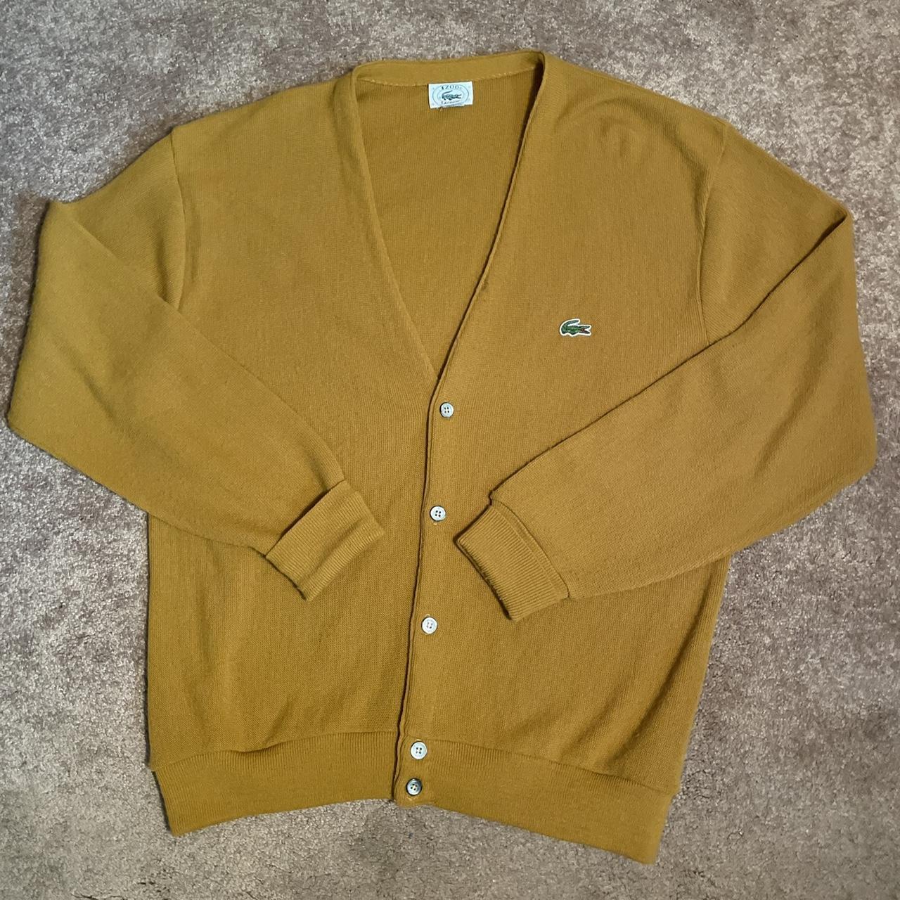 Vintage Lacoste Sweater V-neck Harvest Yellow Size... - Depop