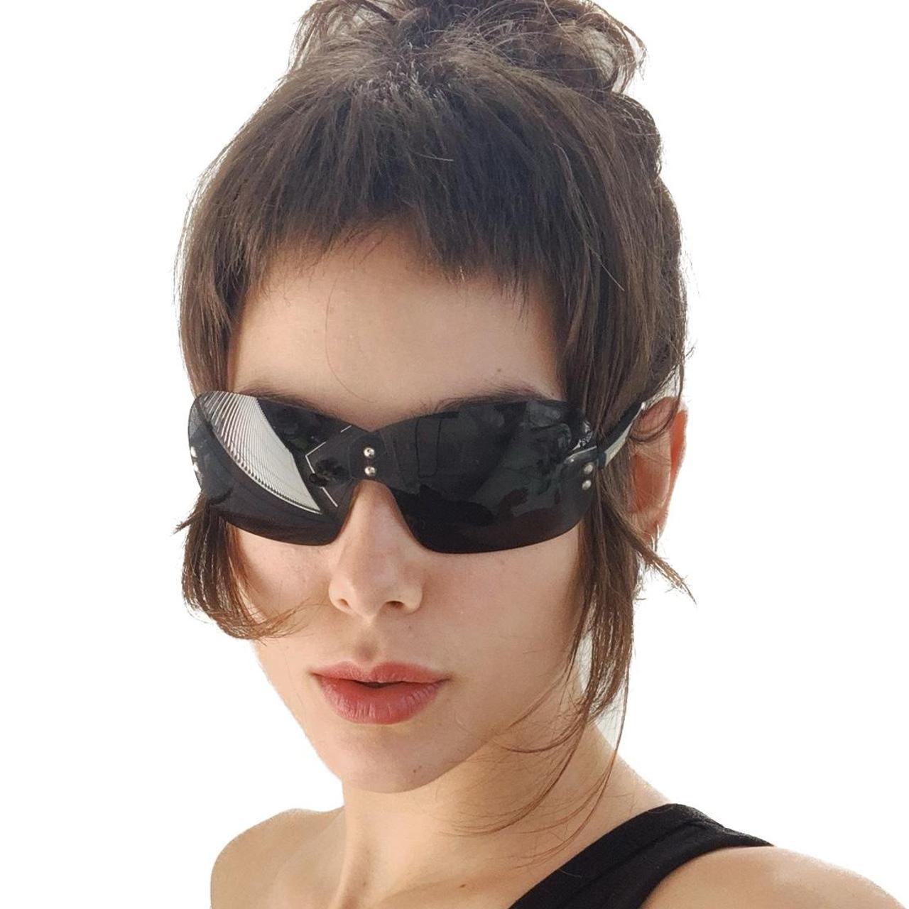 Miss Sixty Women's Black Sunglasses | Depop