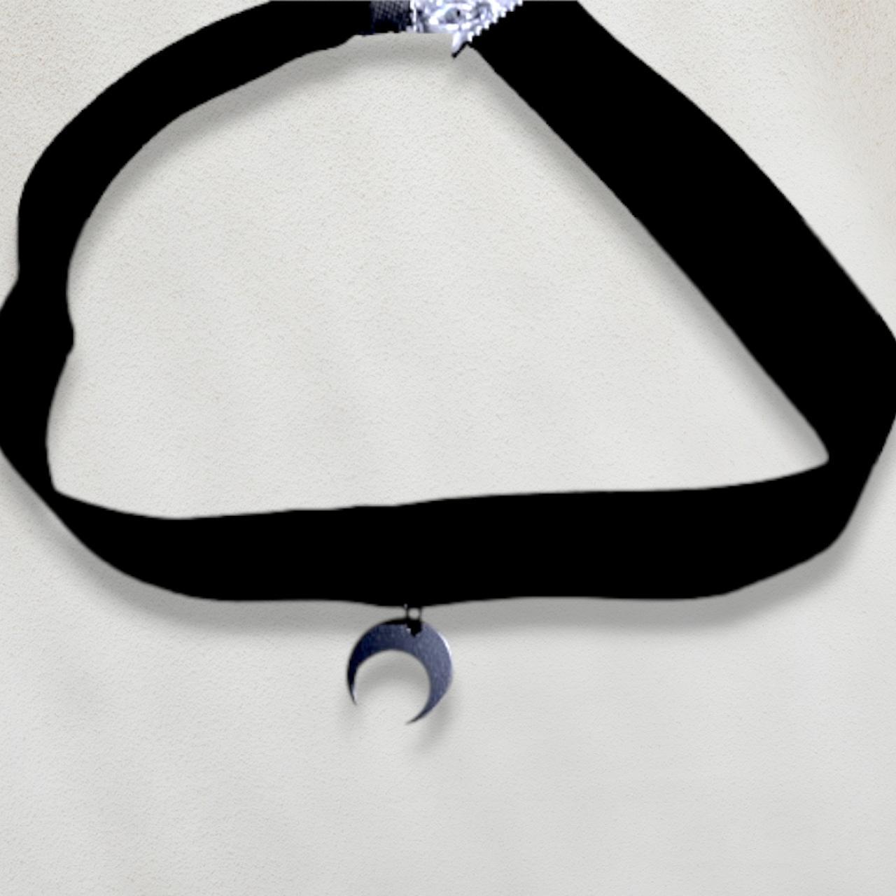 Gothic Choker Moon Black Grunge Chain Velvet Black Emo 