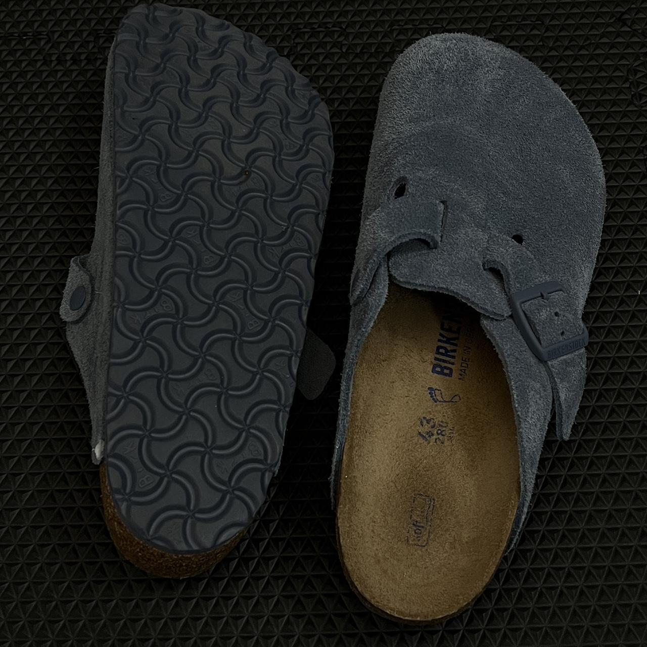 BIRKENSTOCK Blue Suede Boston Clog Size: 43/10.5... - Depop