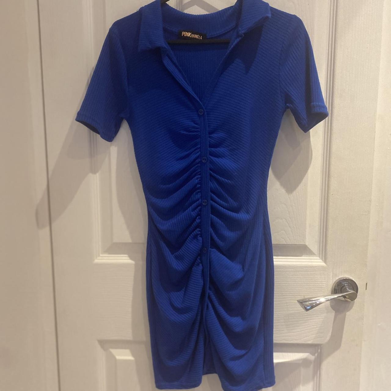 Pink vanilla blue button dress only worn once on... Depop