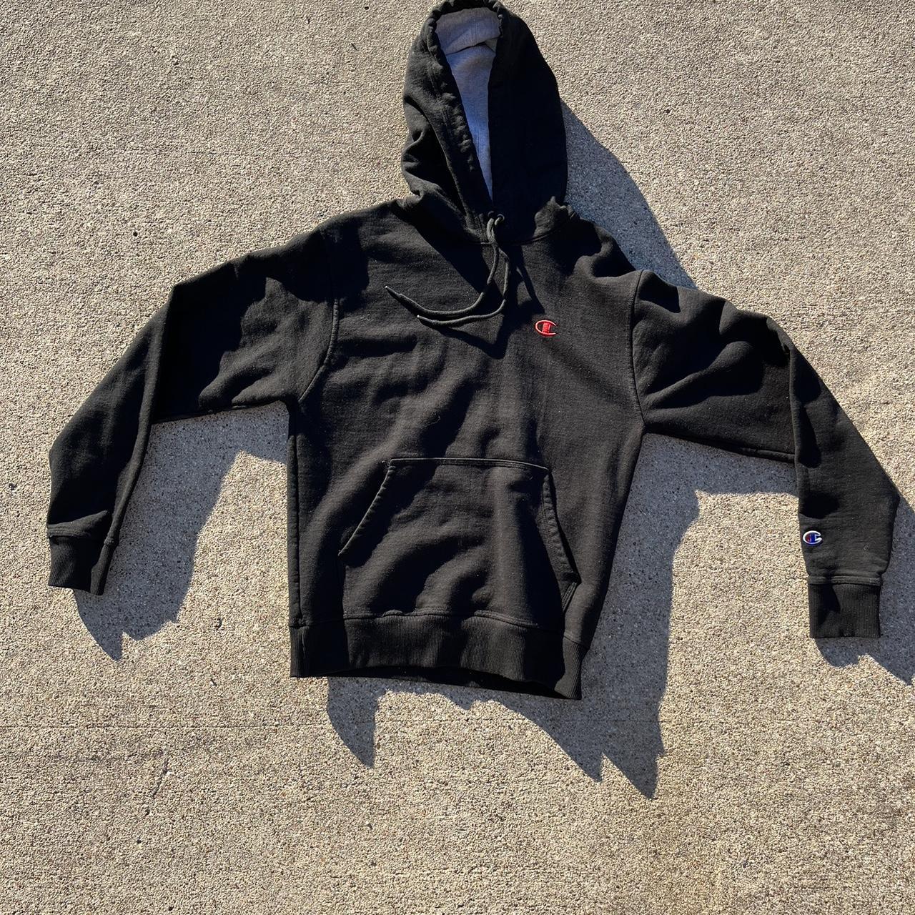 Black Champion Hoodie tag size S no... - Depop