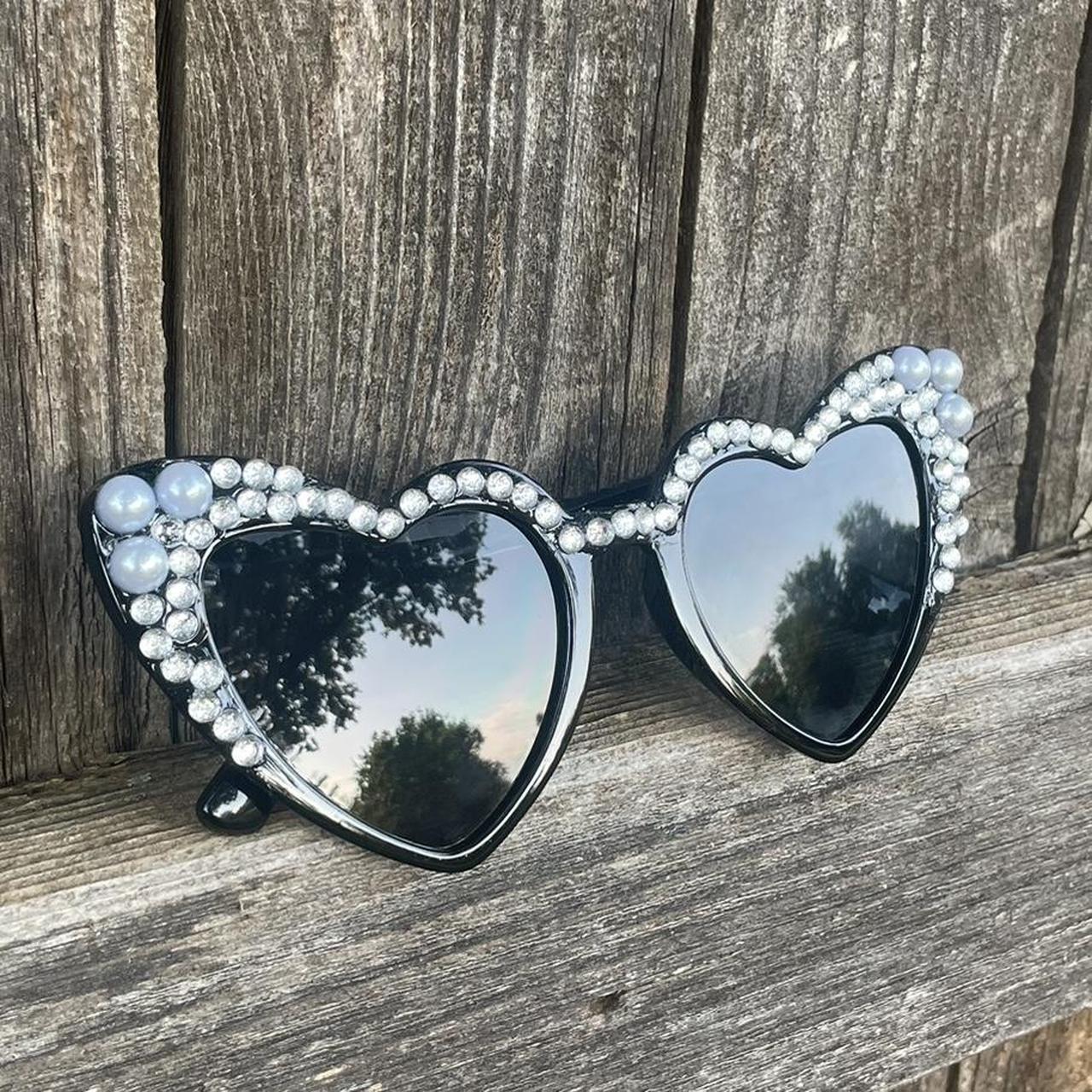 Bedazzled Heart Sunglasses Pearl and diamond. Depop