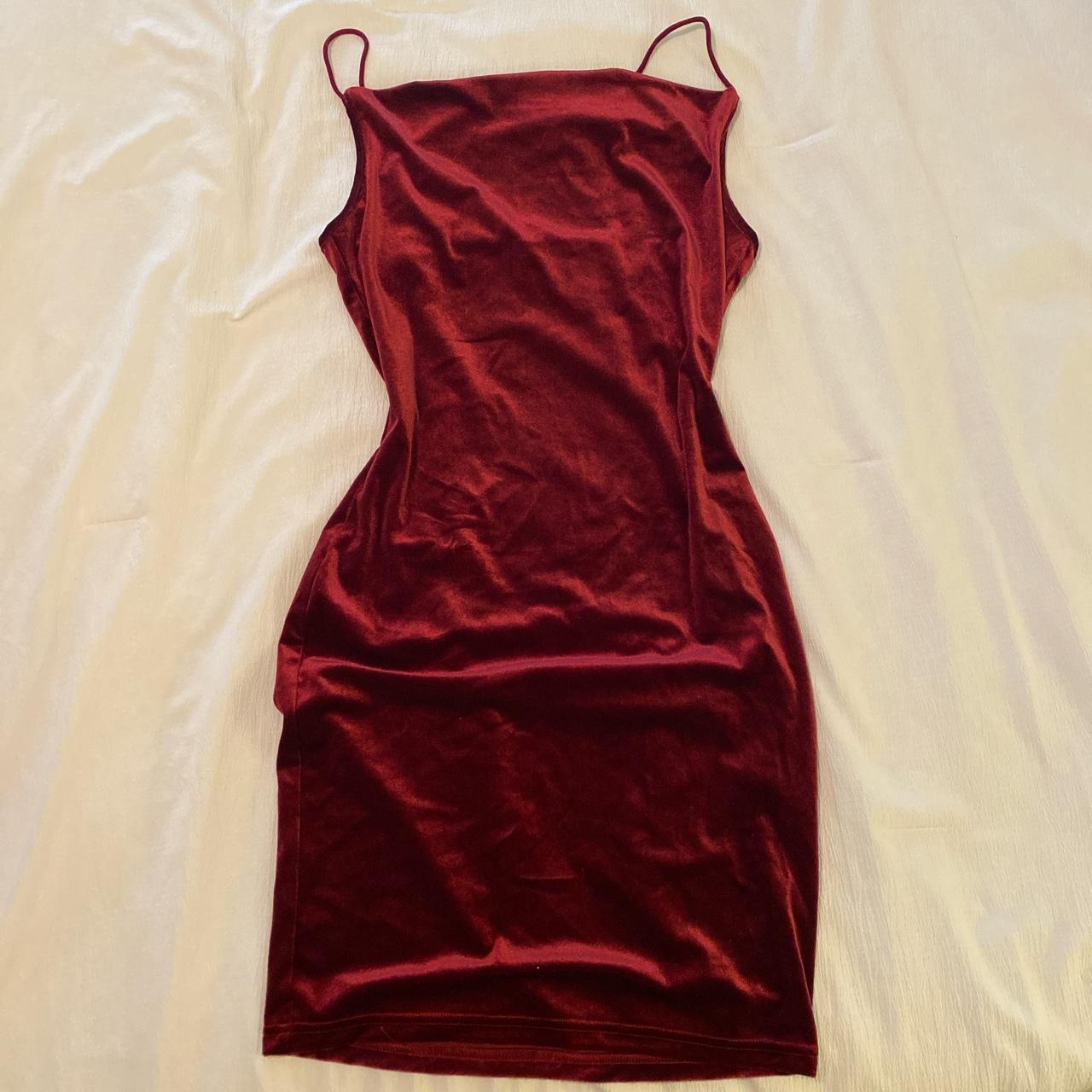 shein red velvet dress - Depop