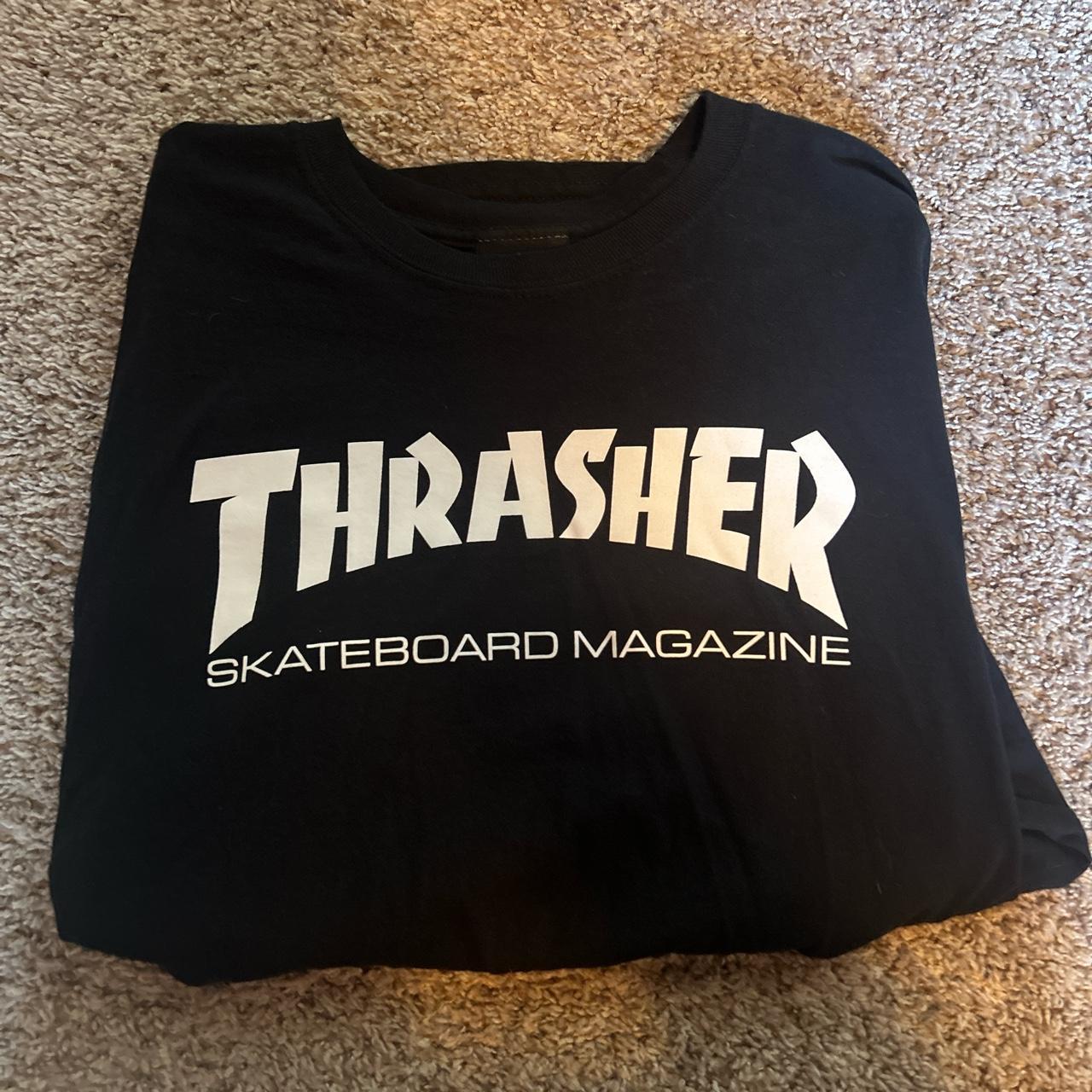 Large black and white thrasher long sleeve. Barely... - Depop