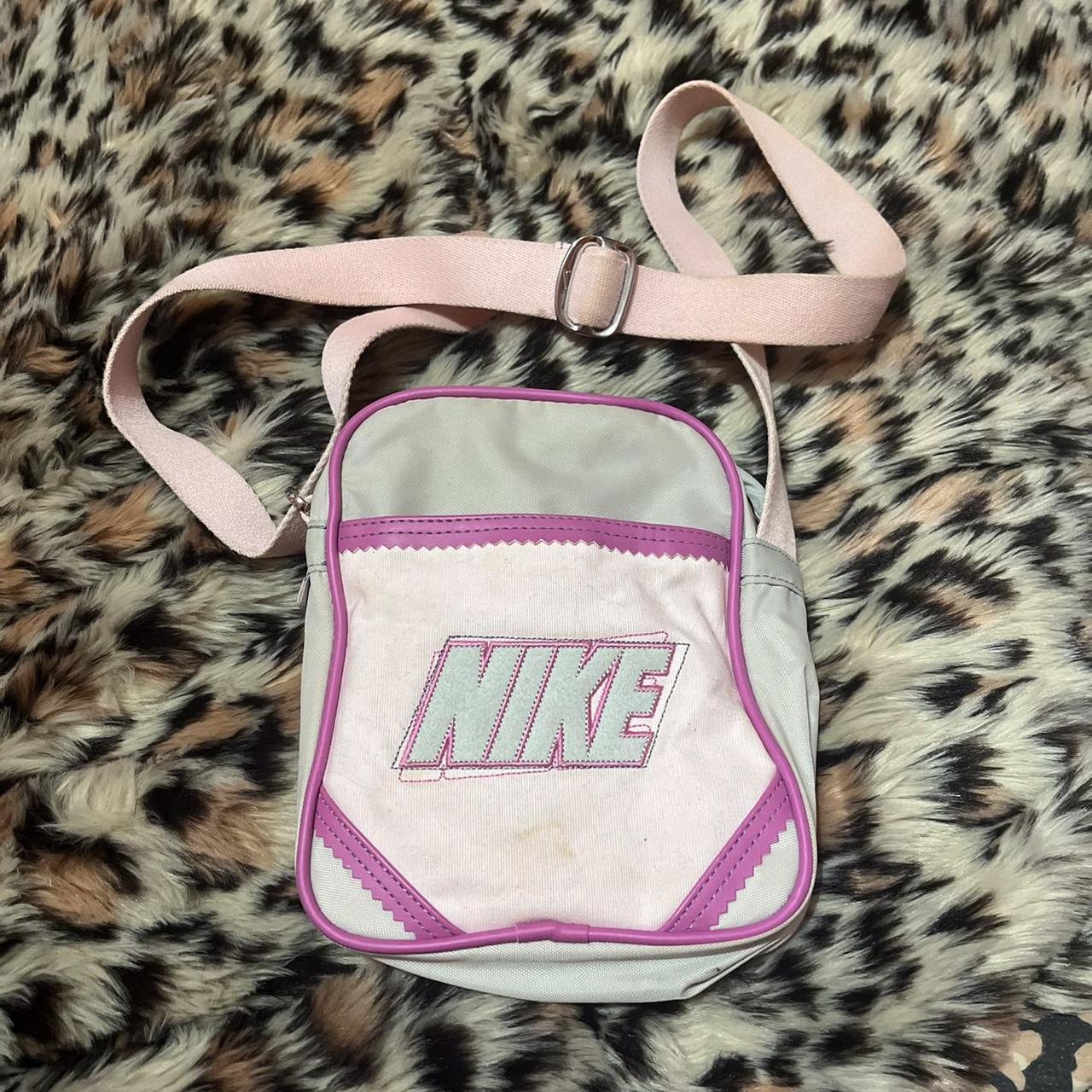 nike mini spellout side bag in pink really cute... - Depop