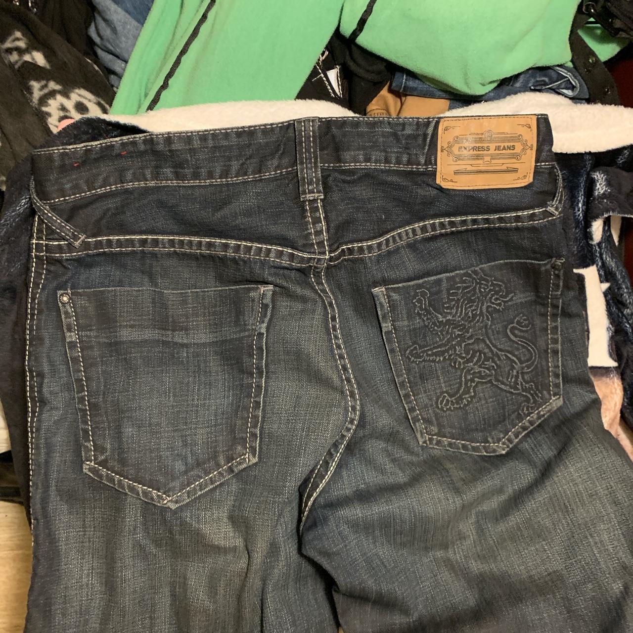 express jeans w cool design on back and they fit... - Depop