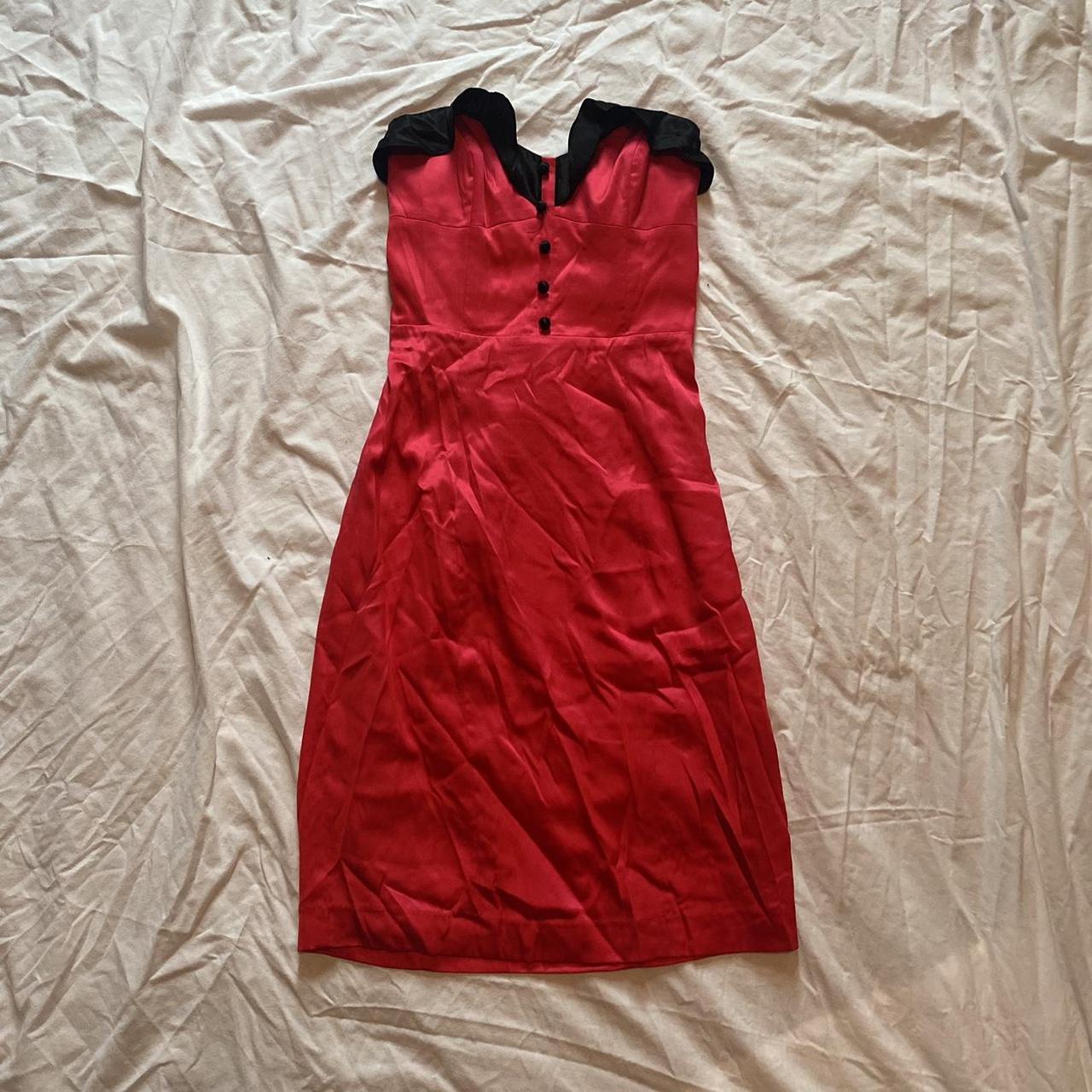 betsey johnson red silk tube dress y2k has an... - Depop