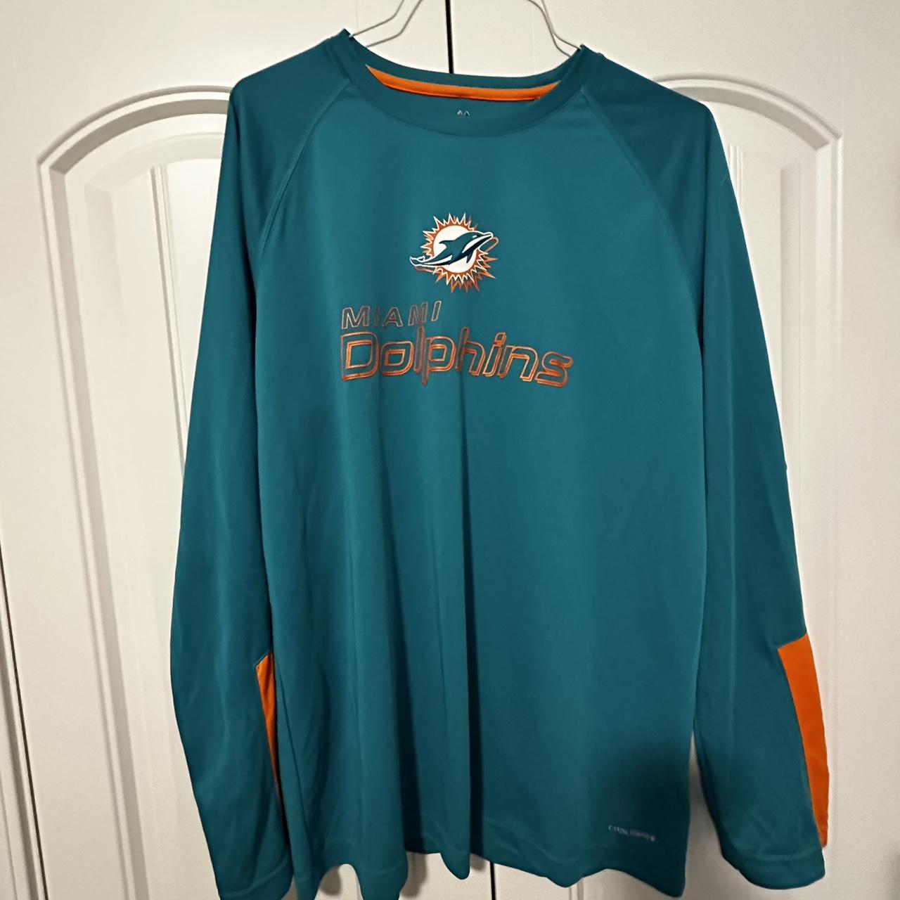 Majestic, Shirts, Miami Dolphins Cool Base Performance Tshirt Mens L  Orange Graphics Majestic