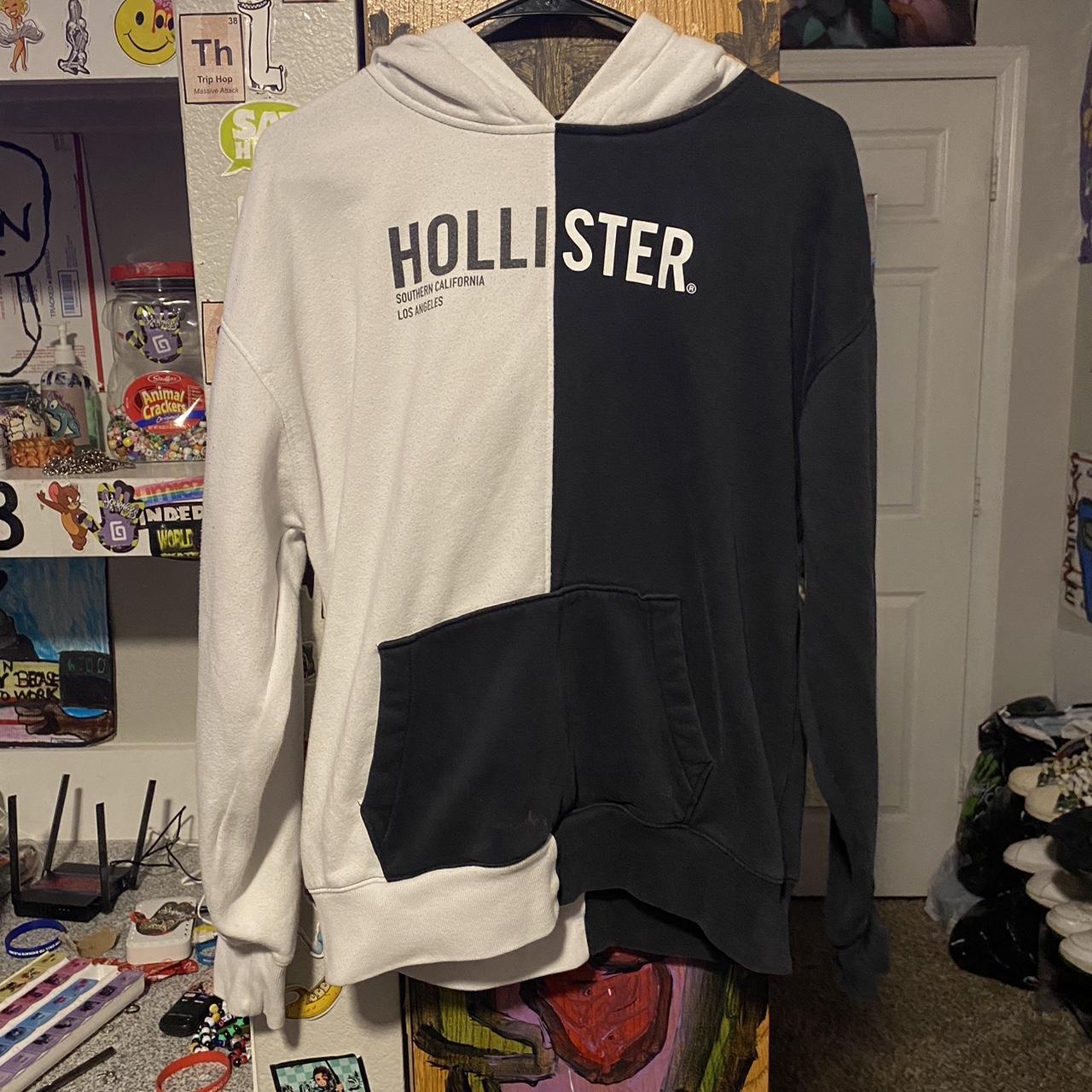 Black and white Hollister hoodie Thank you for - Depop