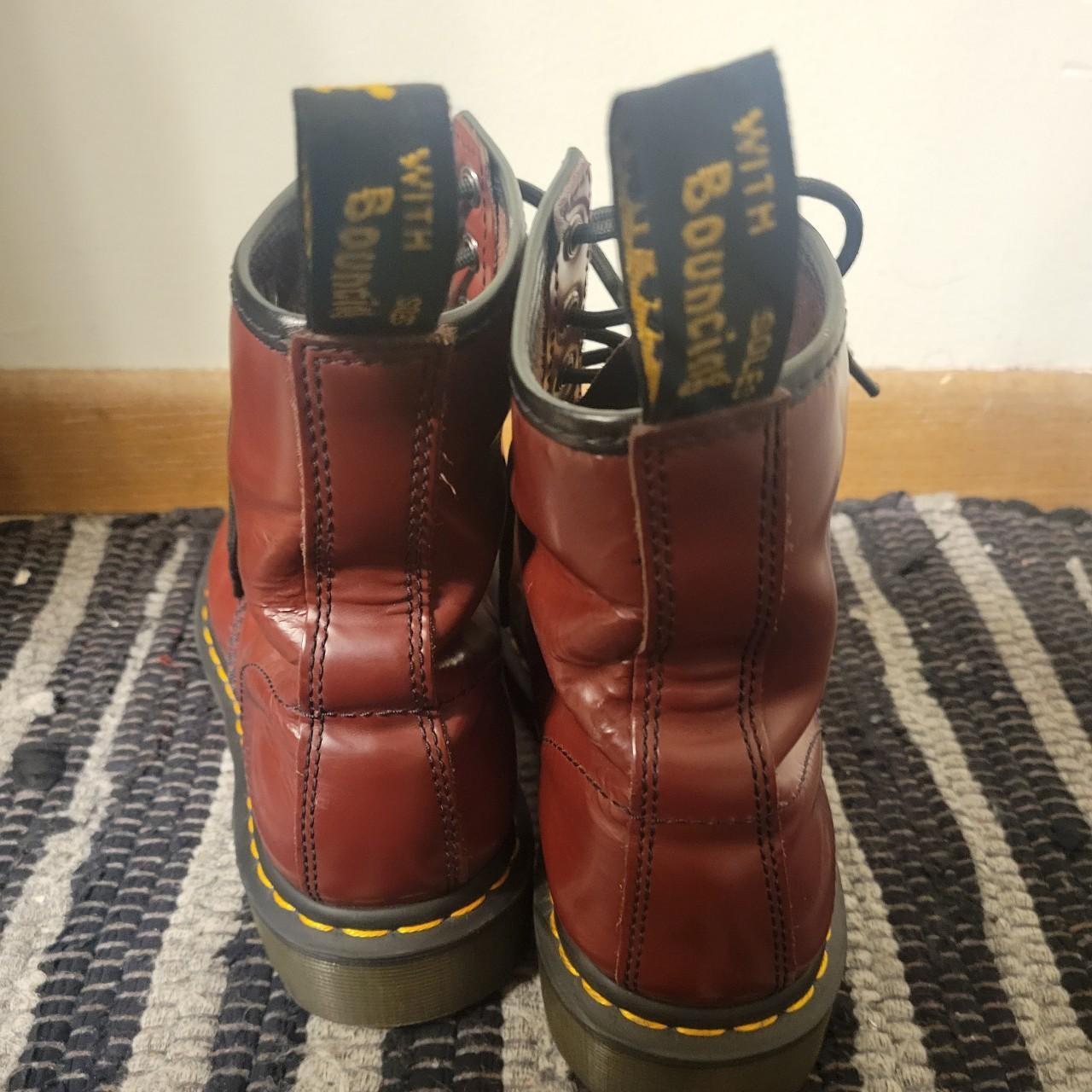 Burgundy lace up doc martens, women's size 10 n... Depop