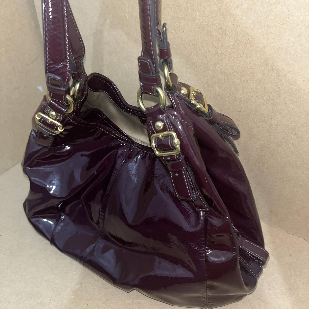 Coach purple patent hot sale leather purse