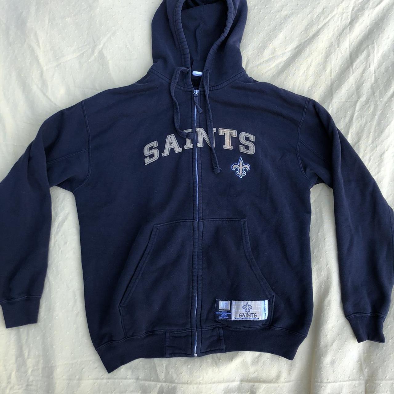 Saints Embroidered Dark Grey Zip Up Hoodie Perfect - Depop