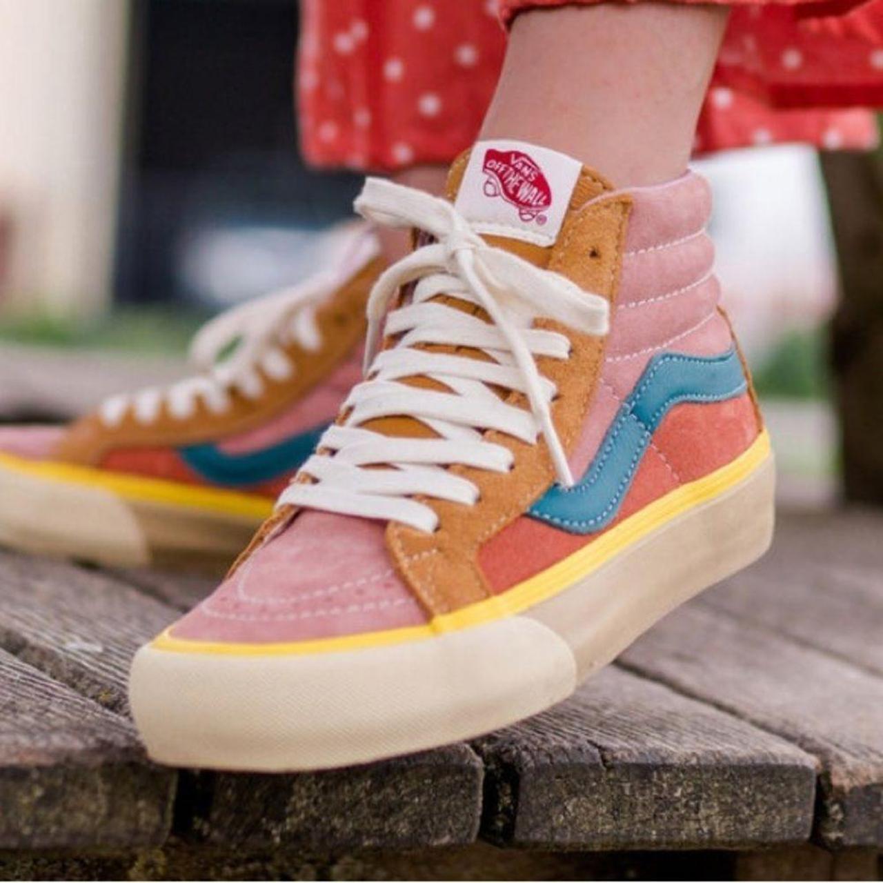tan and pink vans
