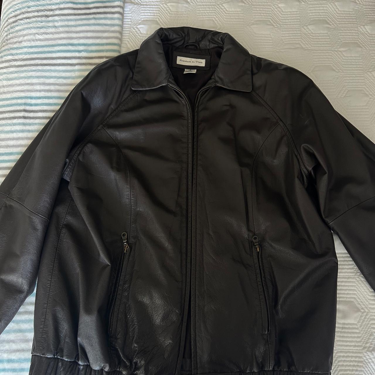 Brown Preston & York Leather Jacket Size M - Depop