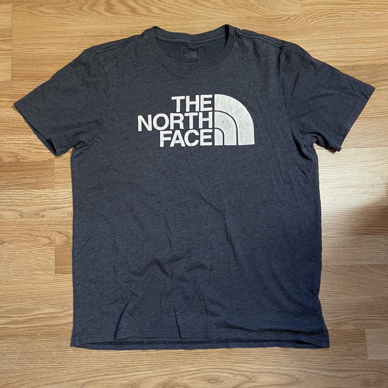 The North Face Men's Grey and White T-shirt | Depop