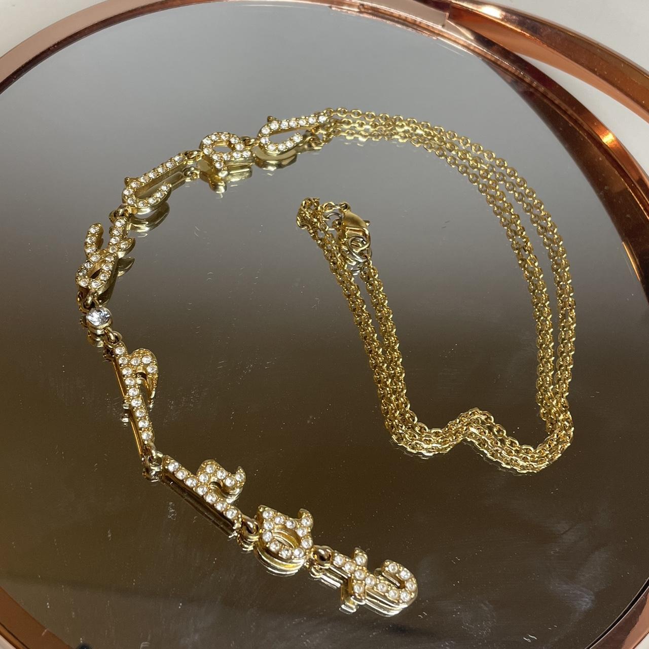 Y2K Baby Phat Gold and Diamond studded necklace Depop