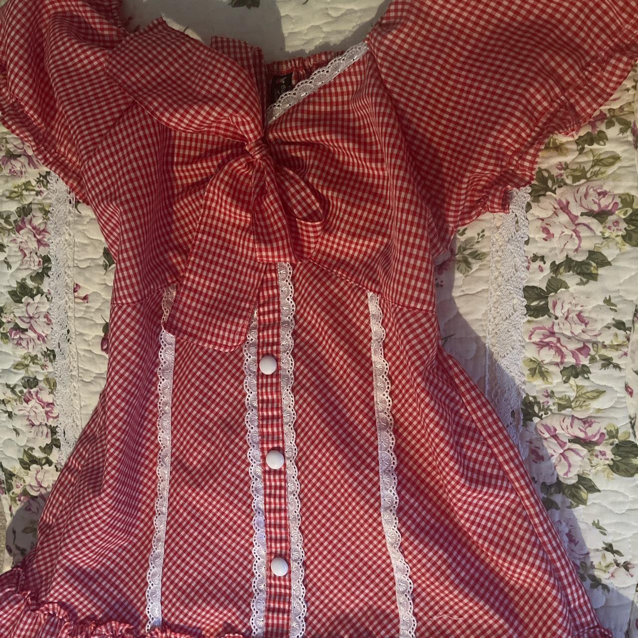 Coquette Cottagecore Babydoll Top 🍒 ⚔️ gingham... - Depop