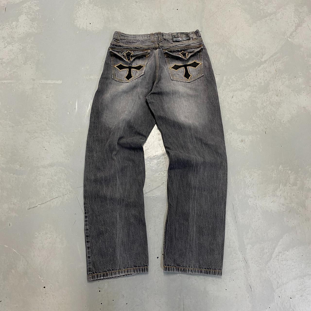 Y2K Brooklyn Xpress Embroidered Jeans Size... Depop