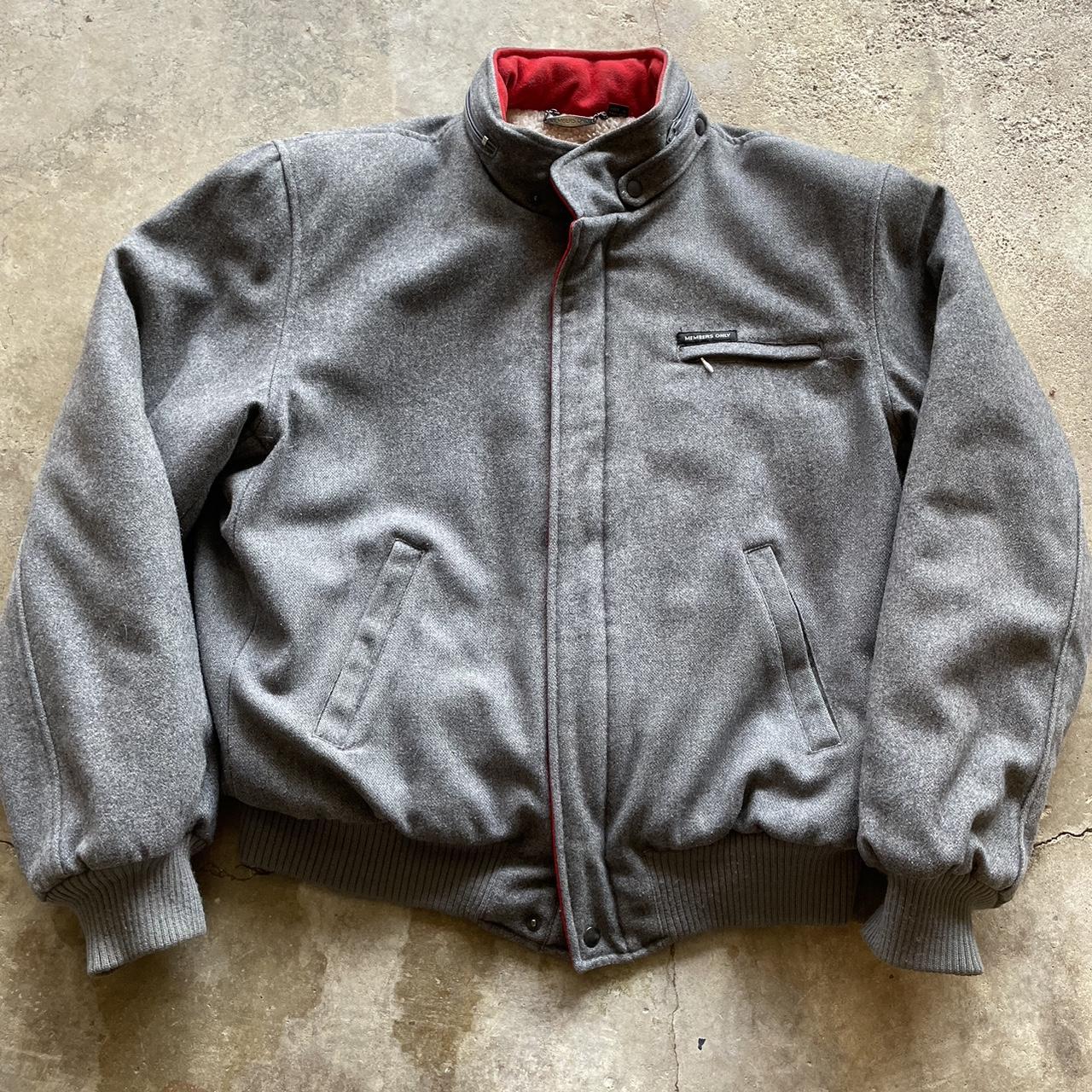Members Only Men's Grey and Red Jacket