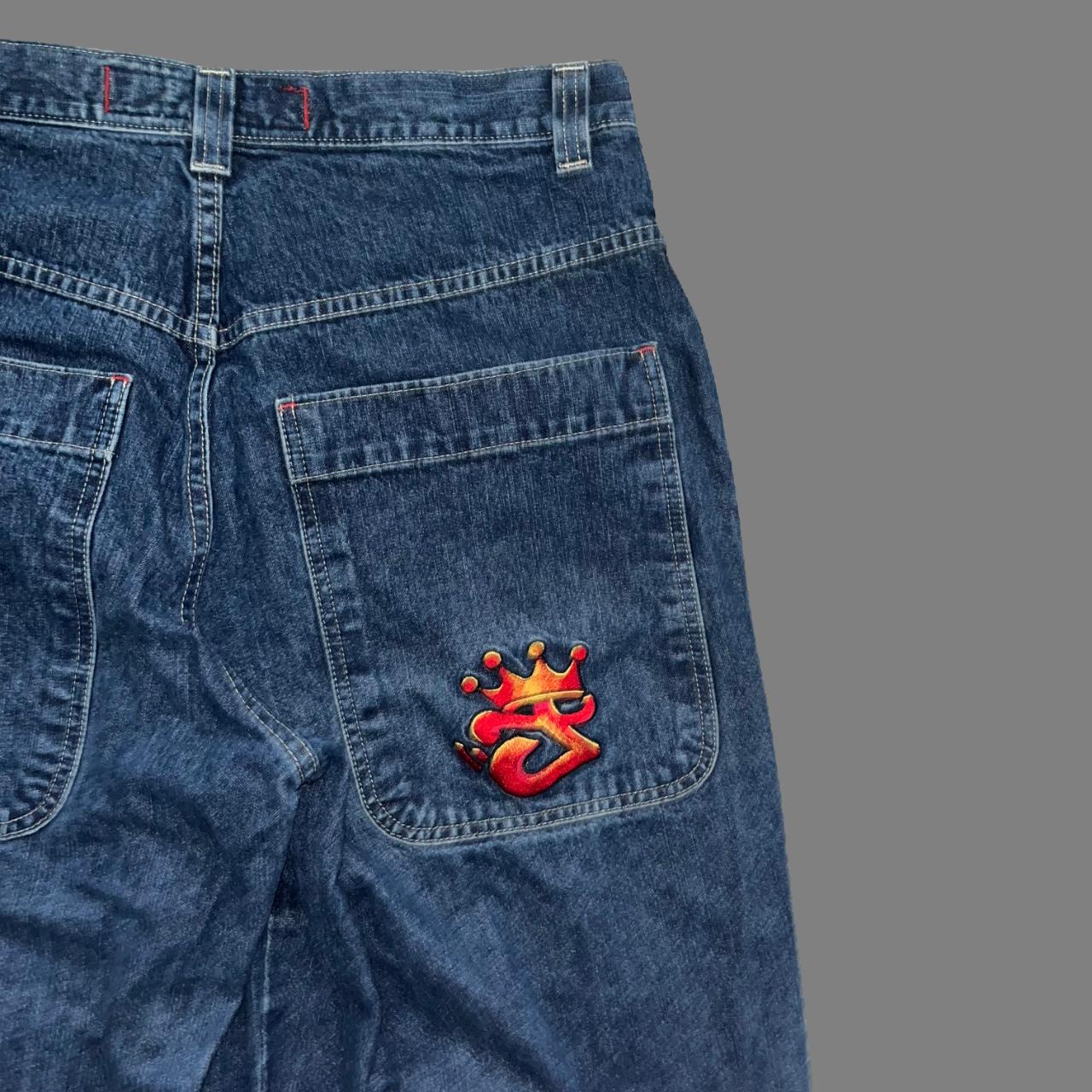 vintage baggy Jnco jeans, orange and red logo Size... - Depop