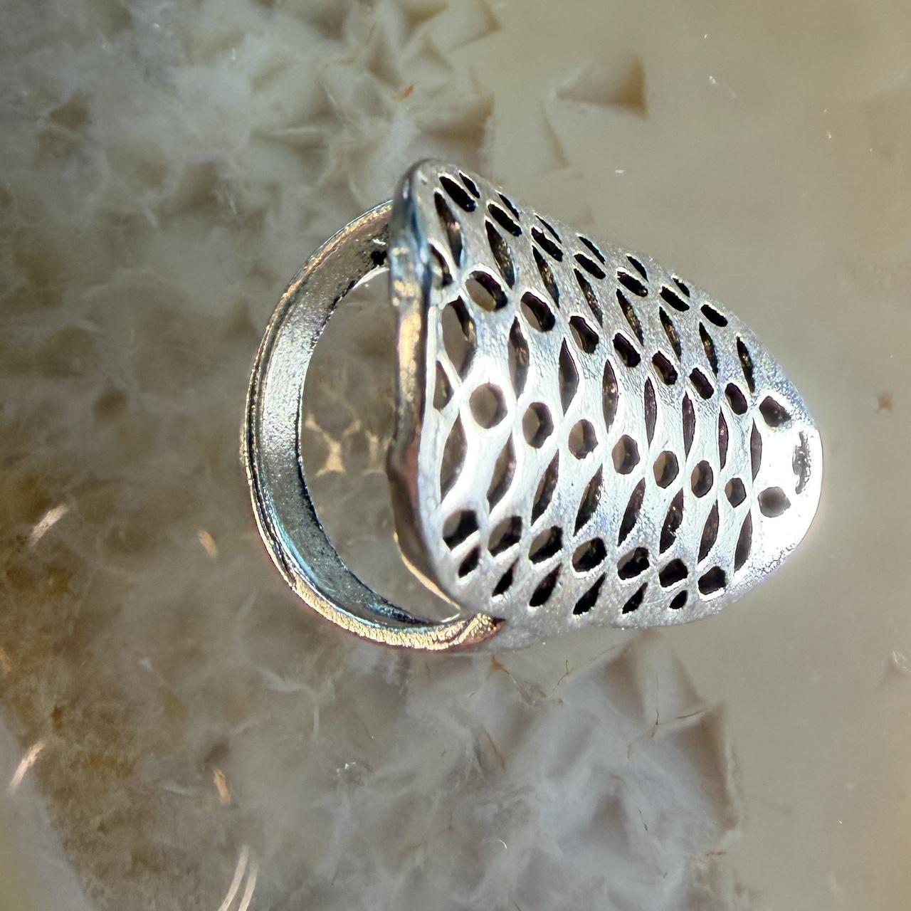 Women's Ring - Silver – Silver openwork ring with… - image 1