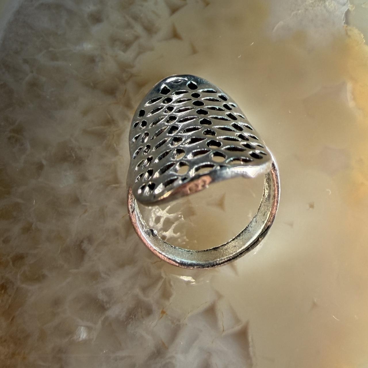 Women's Ring - Silver – Silver openwork ring with… - image 3