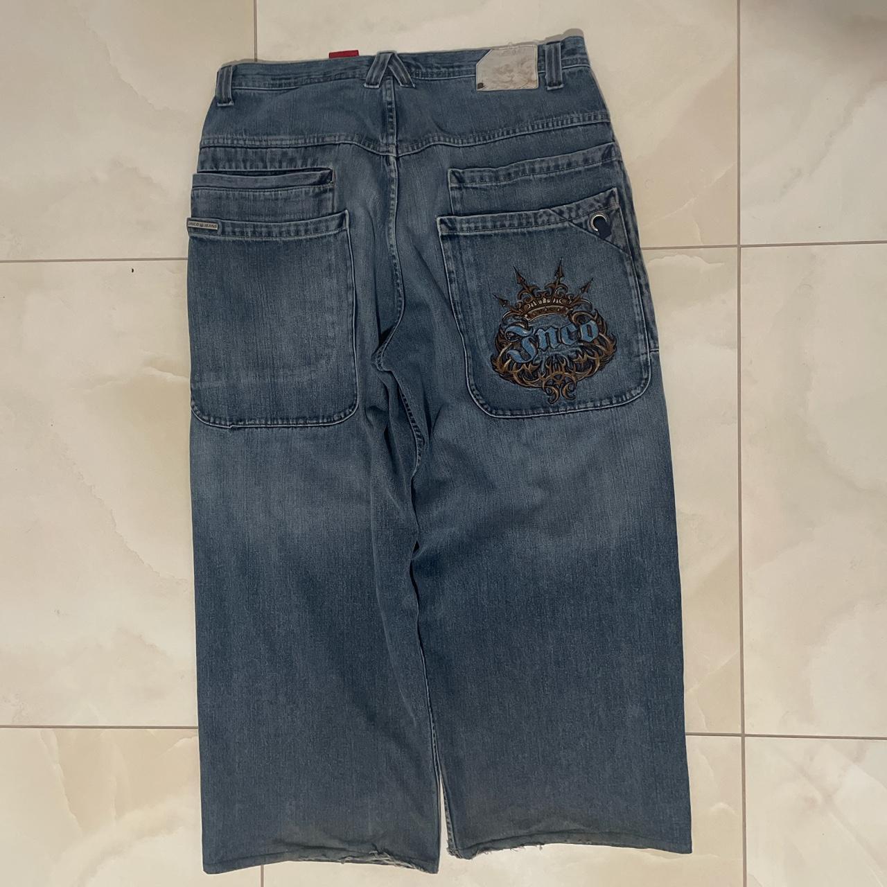 Vintage Baggy Jnco Jeans with tribal... - Depop
