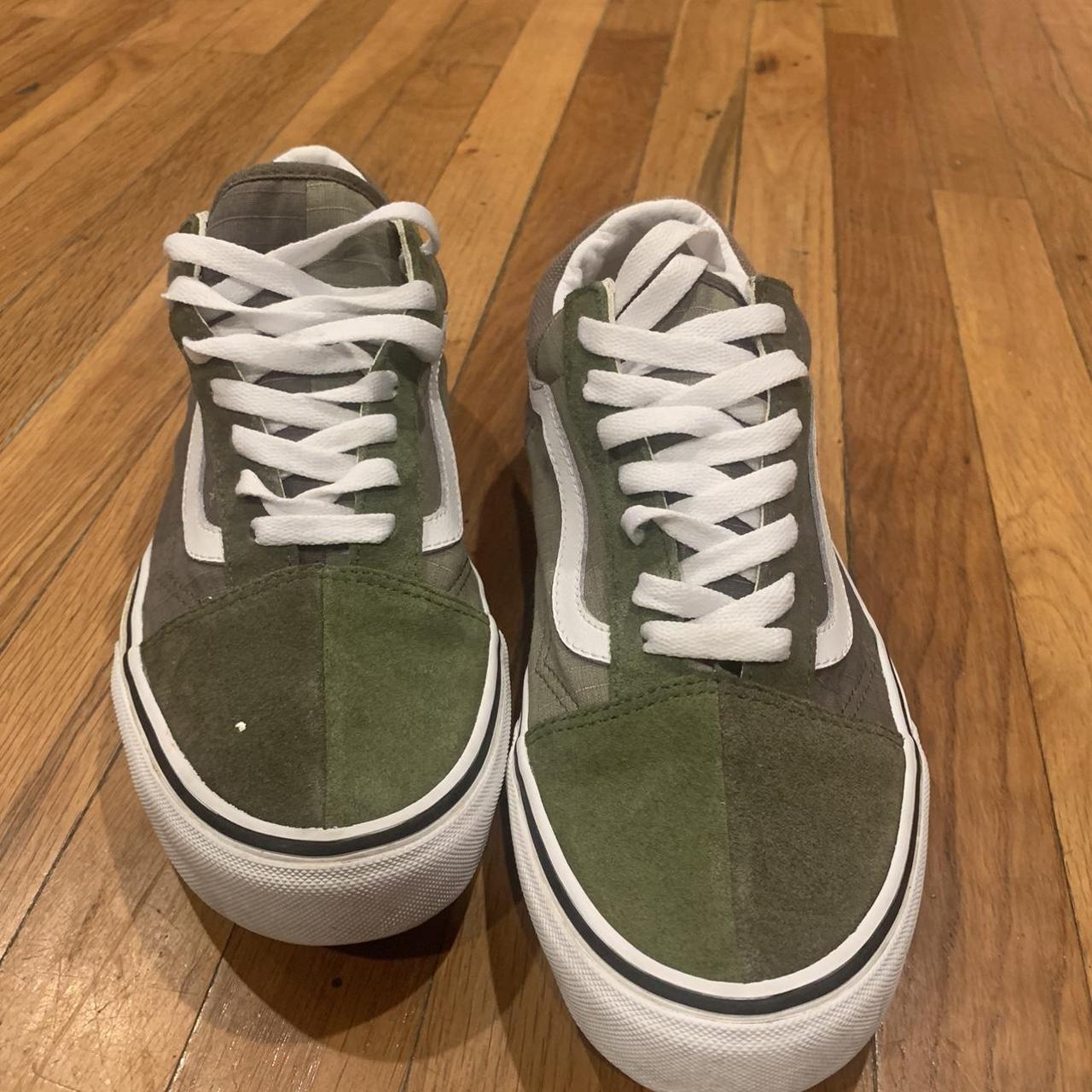 Vans old skool green split Size 8.5 Good... - Depop