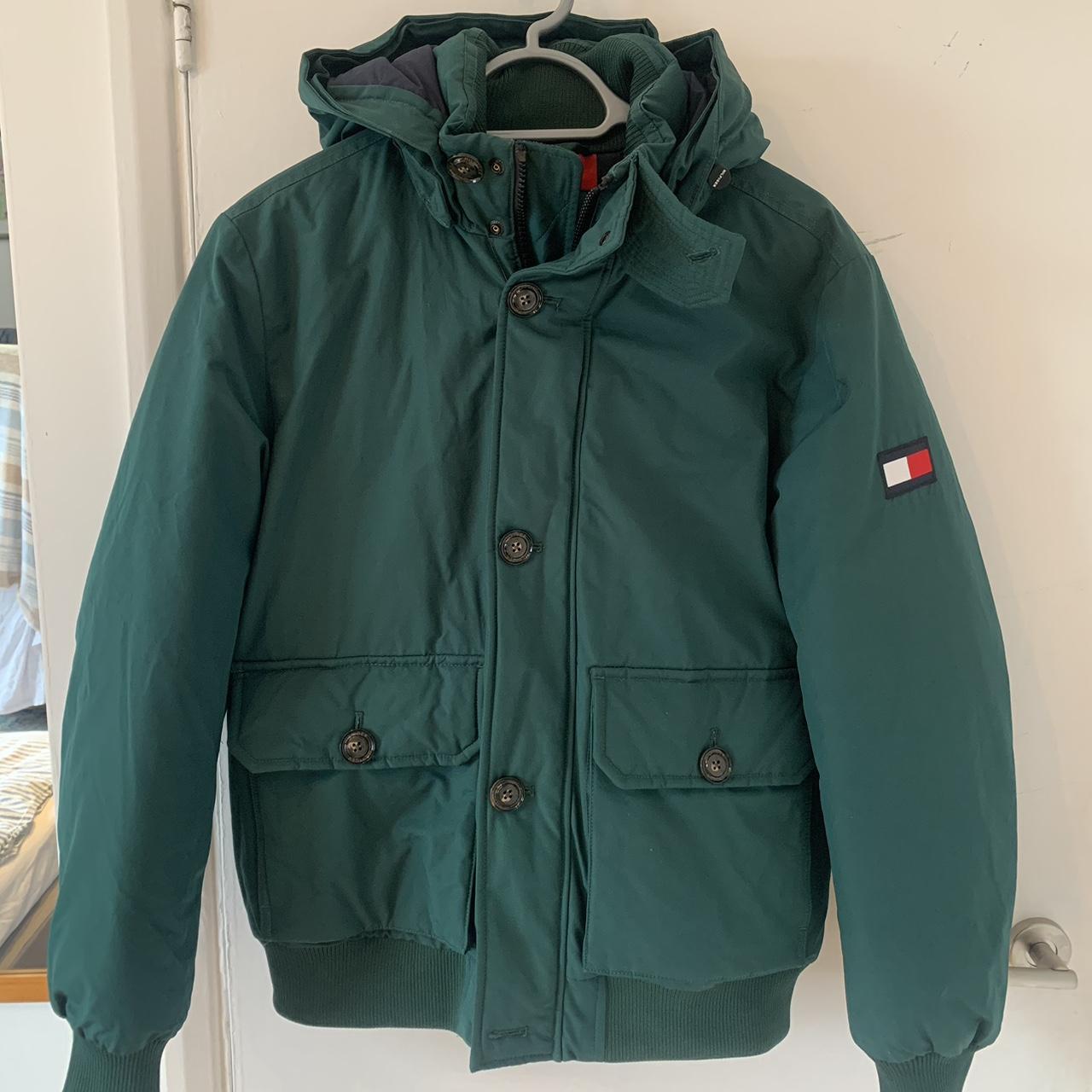 Tommy Hilfiger Men's Green Coat | Depop