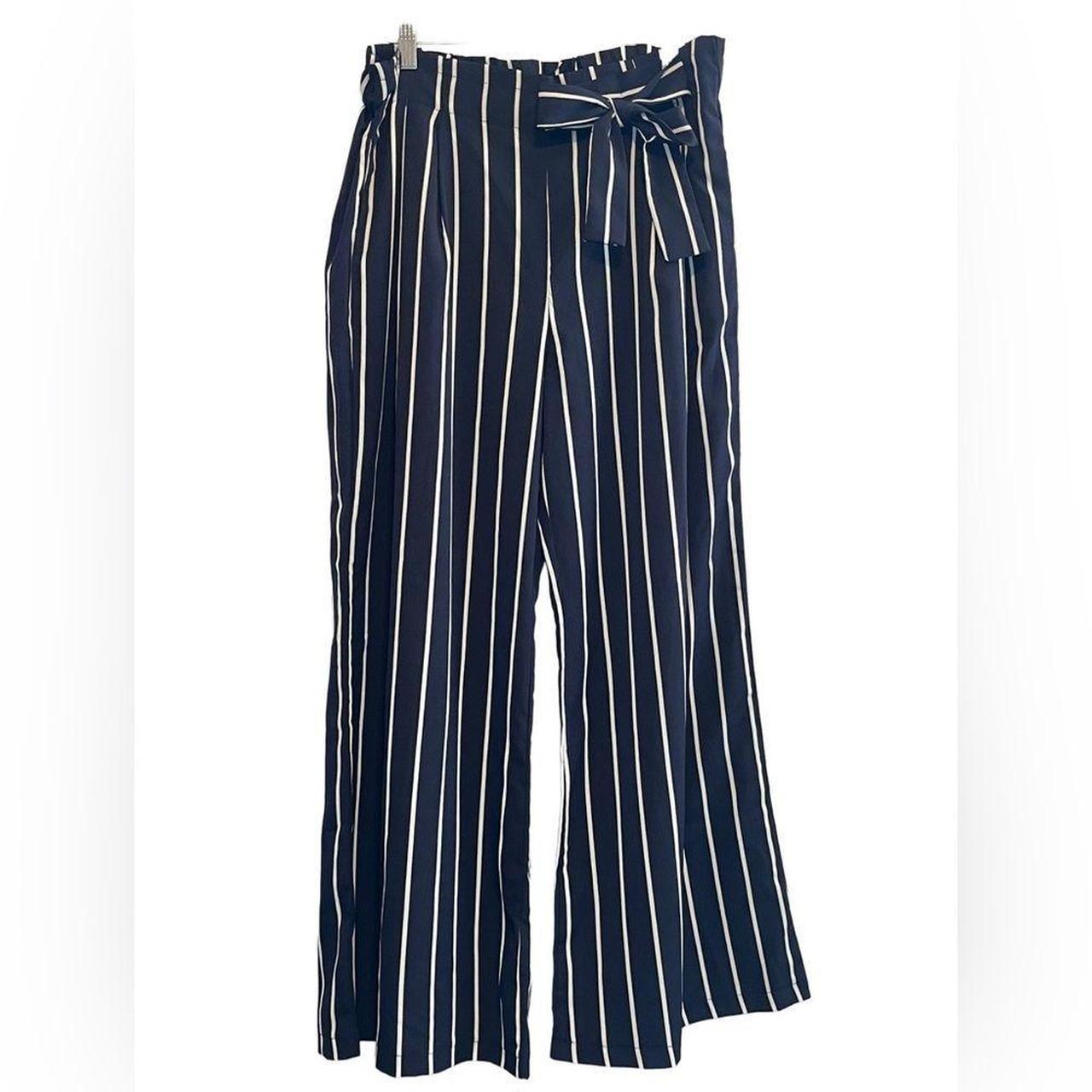 Blue striped flowy on sale pants