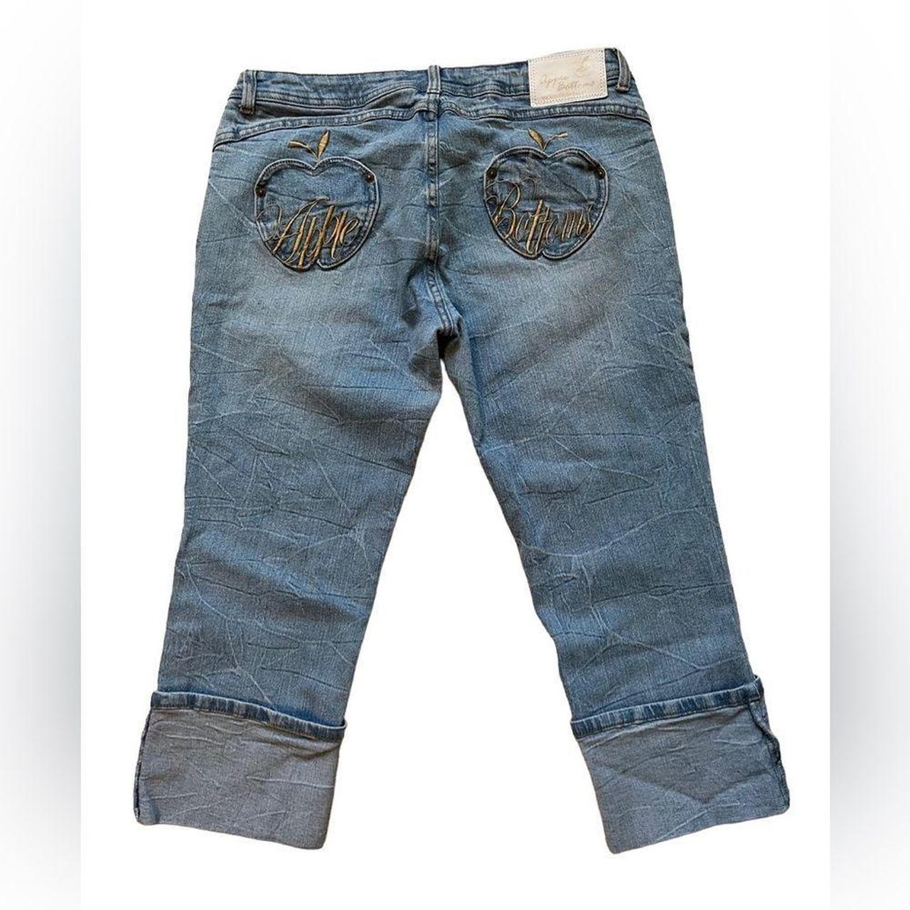 Apple Bottom Jeans Vintage Trousers Blue Denim Embroidered