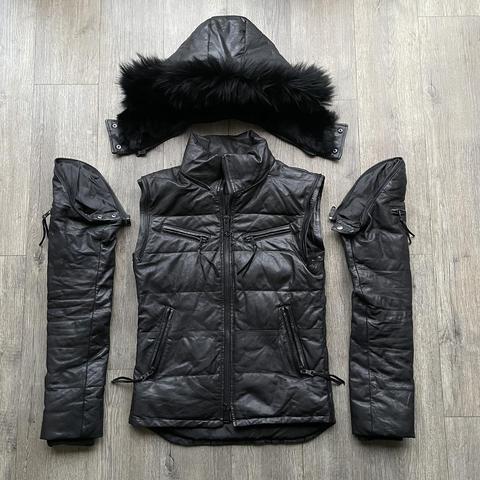 goat skin leather buffalo bobs puffer jacket. the... - Depop