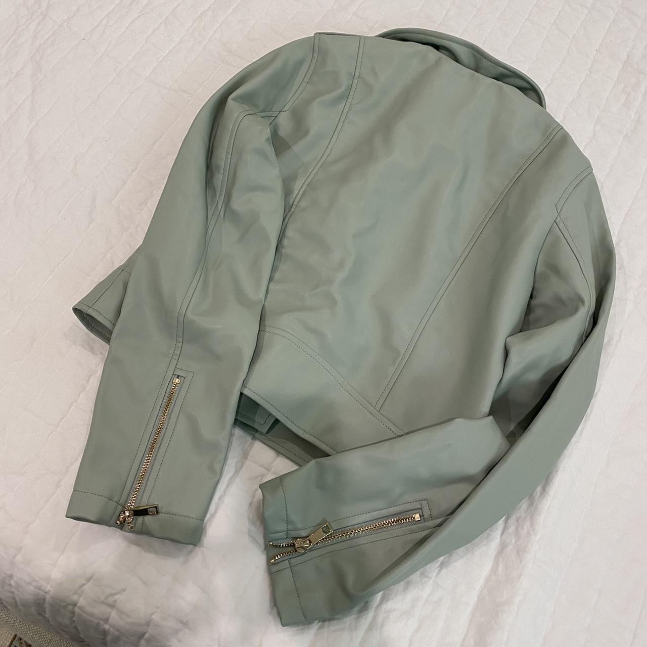 Mint green moto on sale jacket