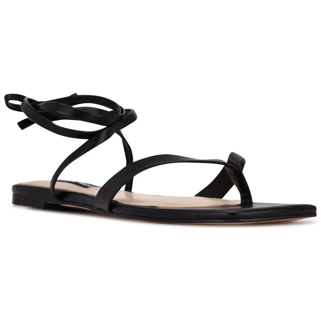 Nine west sale black flat sandals