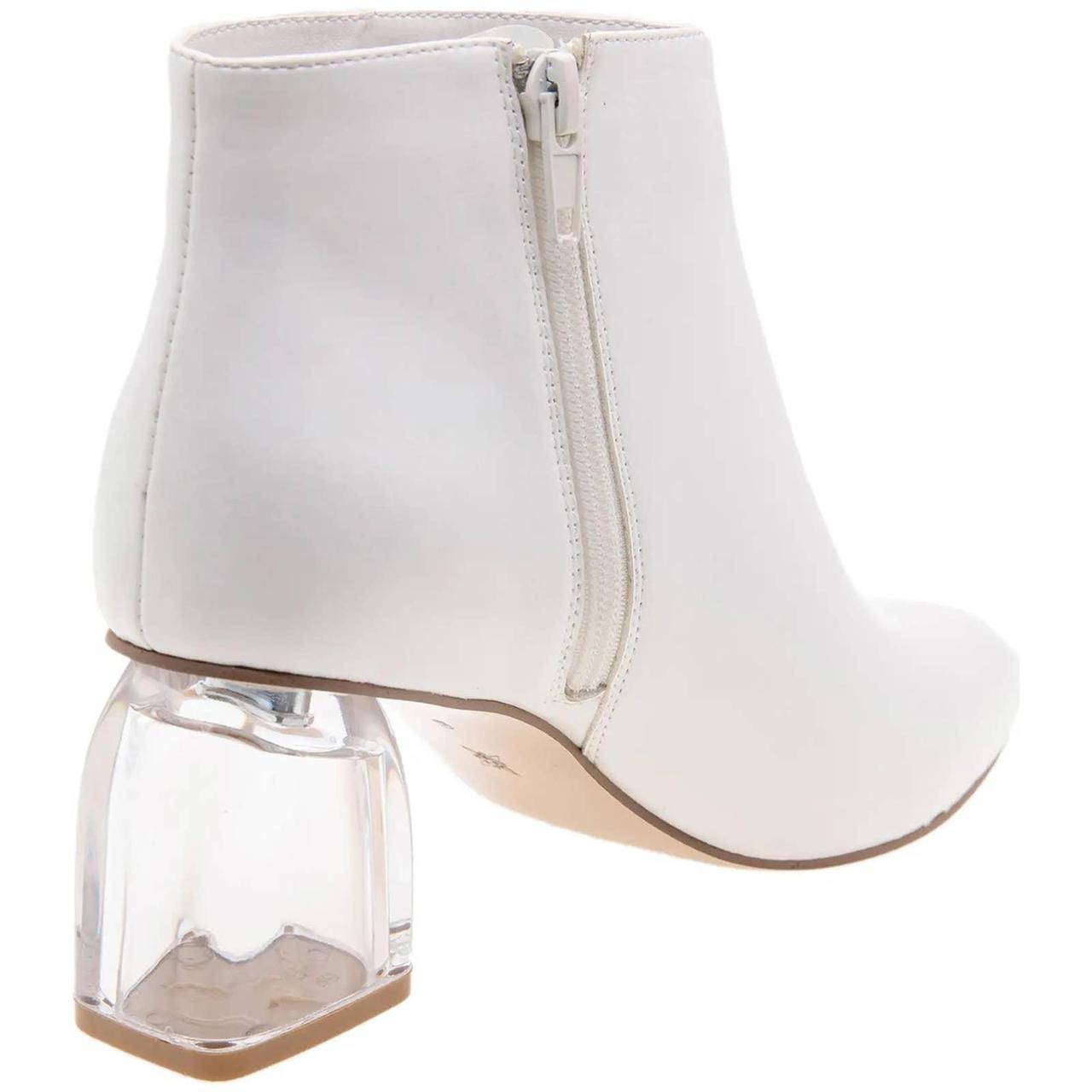 White boots shop clear heel