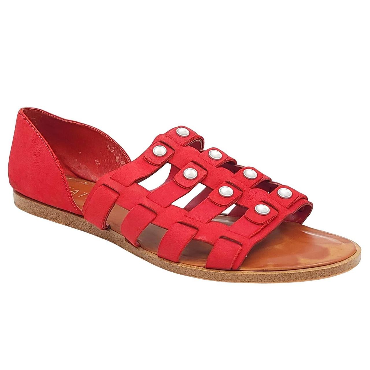 Red fashion caged sandals