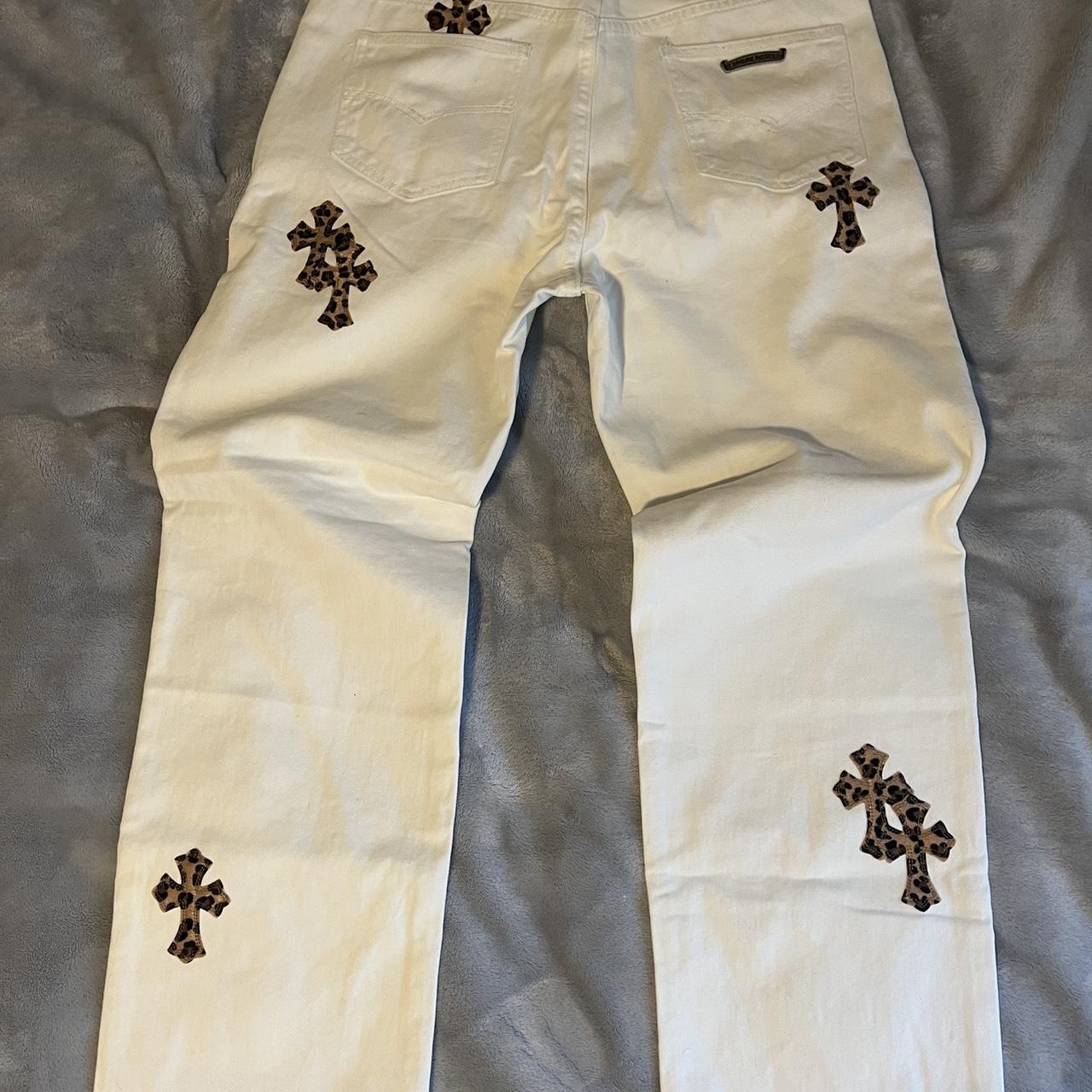 Men's Pants - White/Multi - 32" – Leopard patchwo… - image 2
