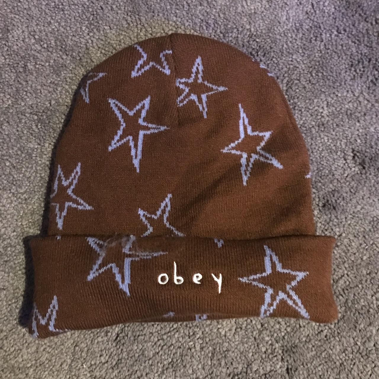 Obey Men's Brown and Blue Hat
